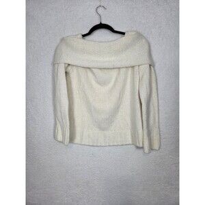 Anthropologie Sweater Womens L White Cowl Neck Off Shoulder Chunky Knit‎ Italy